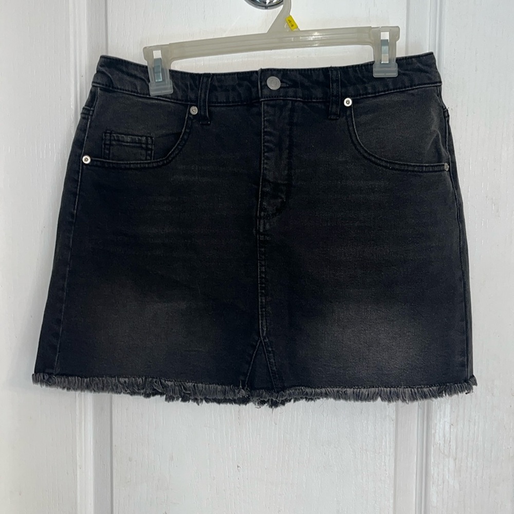 Wild Fable Target Black Denim Cut Off Frayed Mini Skirt Size 14